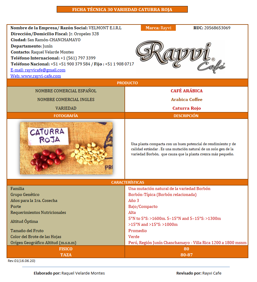 VARIEDAD DE CAFE CATURRA ROJO